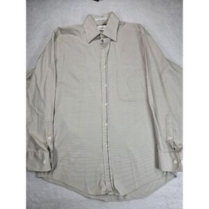 Valentino Uomo Men's long Sleeve 16 34-35 Striped Beige White Shirt Cotton